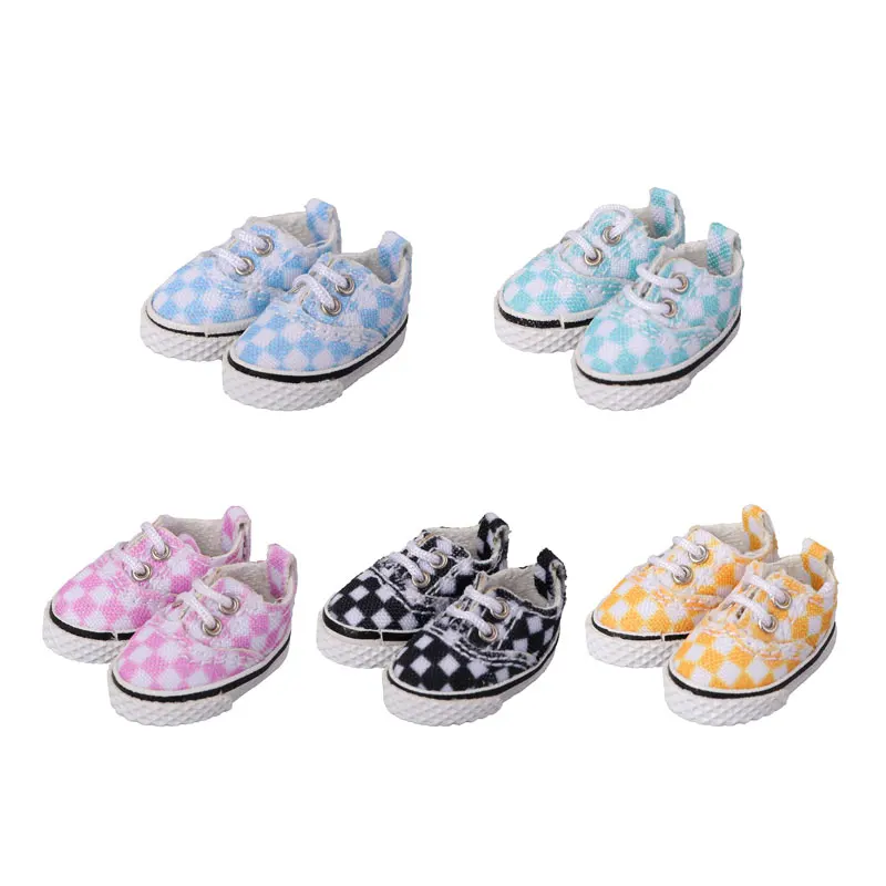 Hot Ob11 Doll Shoes Canvas Shoes Obitsu 11 Sports Shoes With Grid Pattern For Molly 1/12bjd Doll