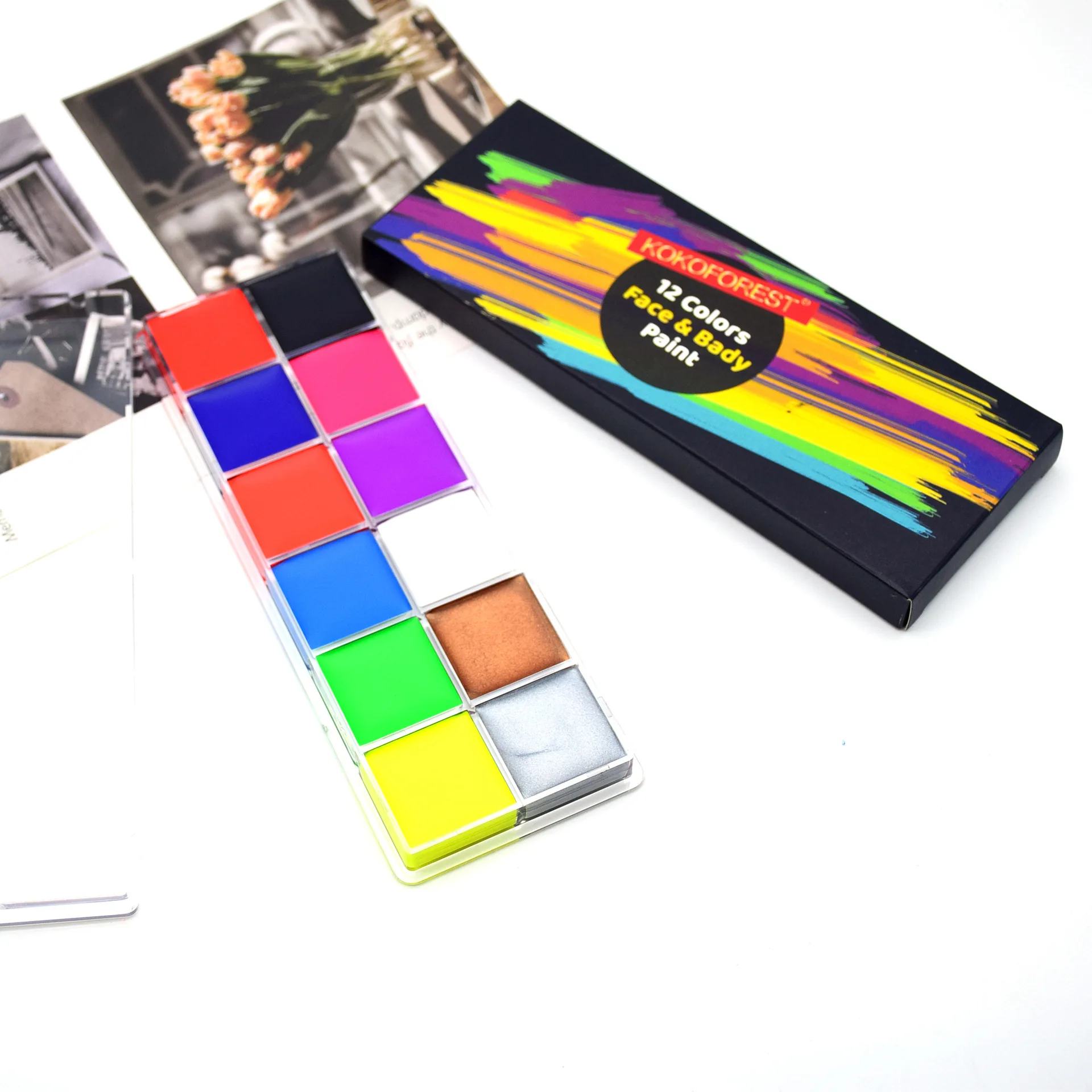 halloween party drawing rainbow watercolor split cake professional painting kit face and body paint with stencils