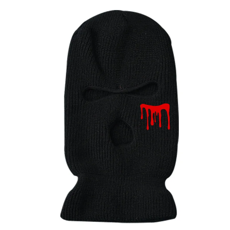 new design Halloween winter warm ski three hole knitted warm balaclava knitted beanies cap hat gorra