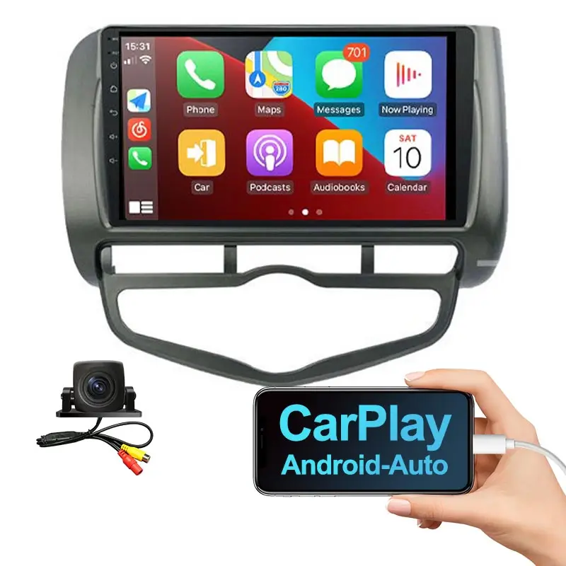 Автомобильный радиоприемник Android 10 QLED экран для Honda Fit Jazz City 2002-2007 автомобильный стерео Мультимедийный Плеер навигация GPS Carplay No 2din