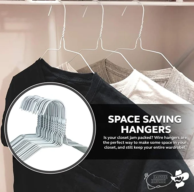 Avisday Wire Hangers in Bulk - 100 White Metal Hangers - 18 Inch Thin Standard Dry Cleaner Coated Steel