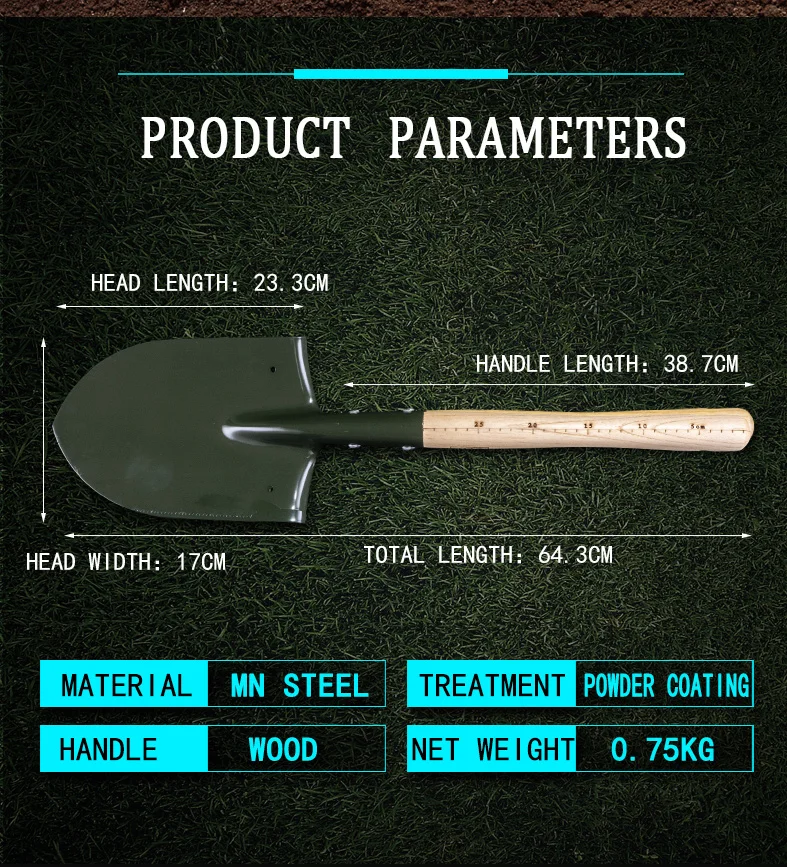 Light Weight Wood Handle Car Emergency Shovel Garden Outdoor Shovel OEM Customized