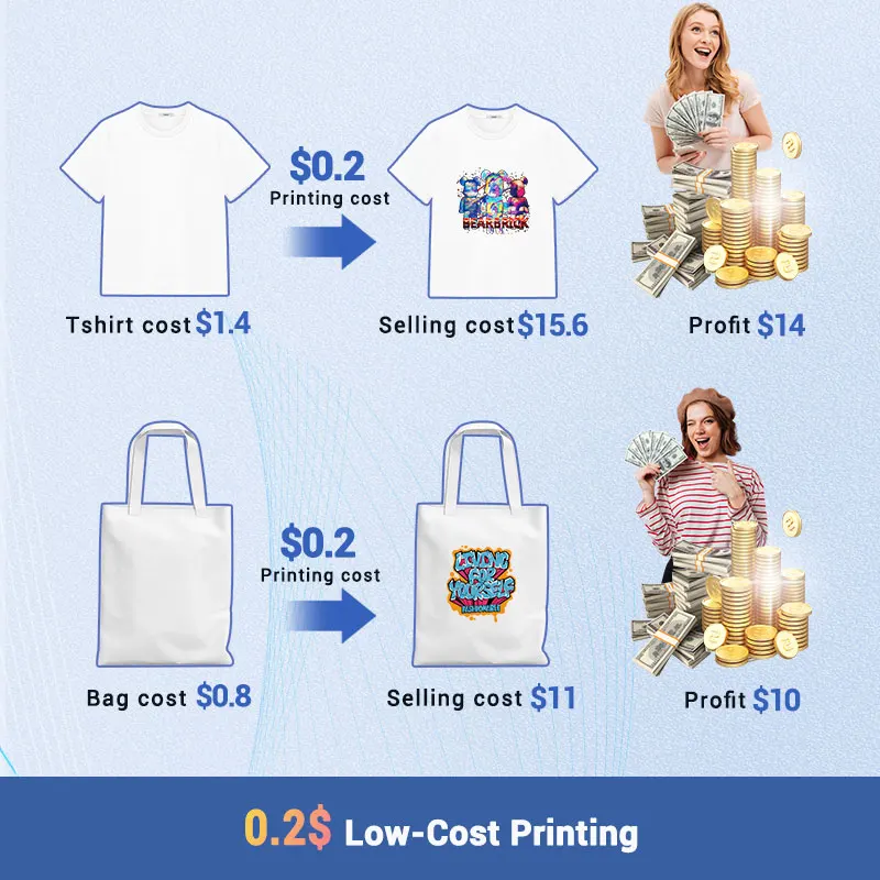 KJ dtf printer 30cm with powder shaker hot melt inks a3 transfer film impresora automatic t shirt for clothes printing machine