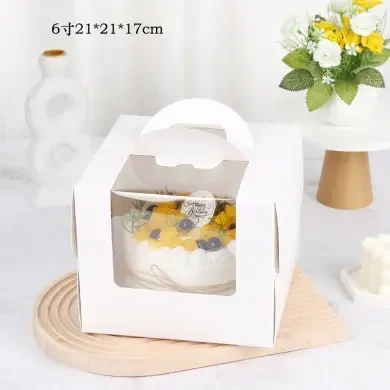 Custom Box Gift Bakery Cake Packaging Boxes With Handle Packaging Clear Wedding Tall Cake Box With Handle