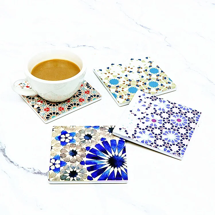 OEM Home Decoration Mats & Pads Coaster Cup Mats Tile Ceramic Custom Mosaic Printing Table Square Sustainable Everyday Support