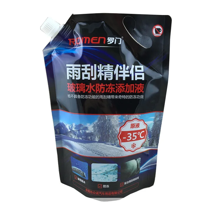 Aluminum plastic packaging  spout doypack bath of water antifreeze additive windshield wiper fluid packaging bag with handle