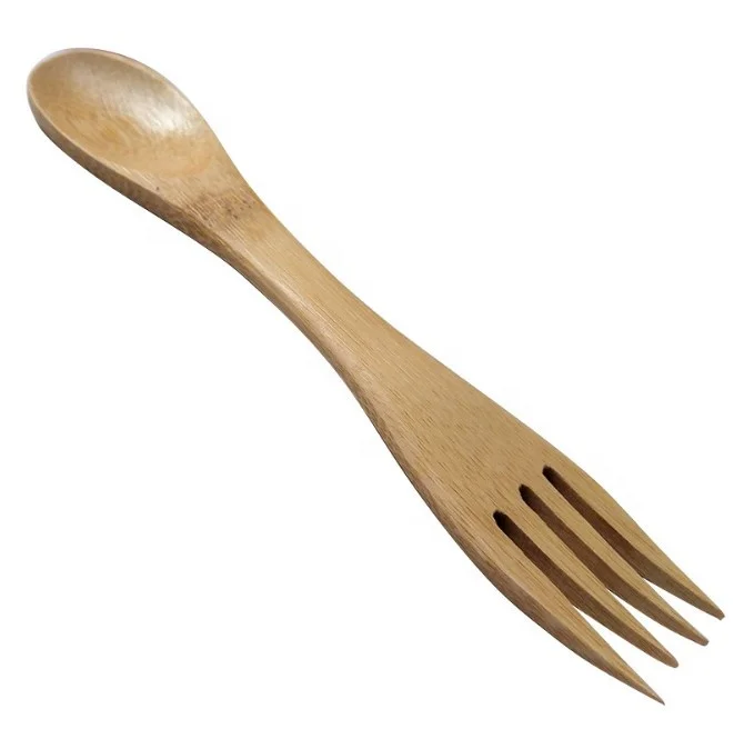 
2020 new arrival eco friendly cutlery spoon and fork integrated kids bamboo spoon 