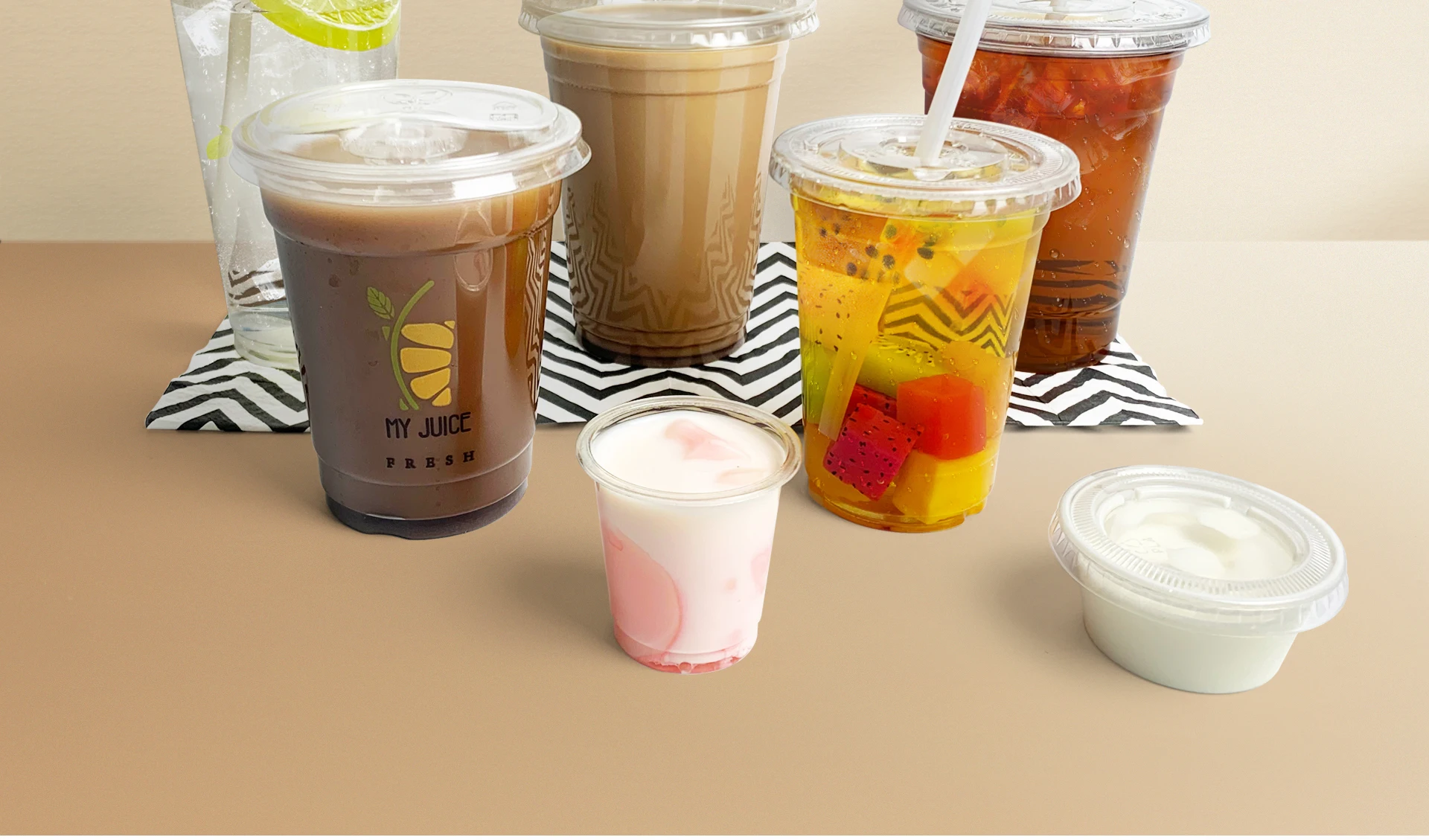 Custom logo disposable frozen yogurt smoothie pudding sundae highly transparent pet PLA ice-cream clear cups with dome lids