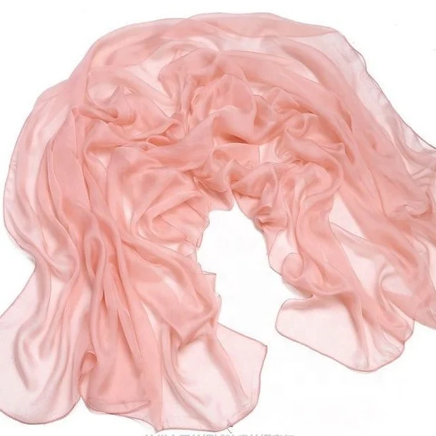 Howmay silk scarf chiffon 100% pure silk shawl plain dyed multicolor for women transparent lightweight scarf 65cm*180cm