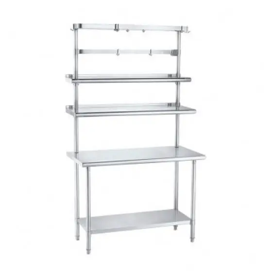 WT-60150F 1.5M Stainless Steel Simple Work Bench Western Fast Food KFC Wrapping Table With Top Shelf