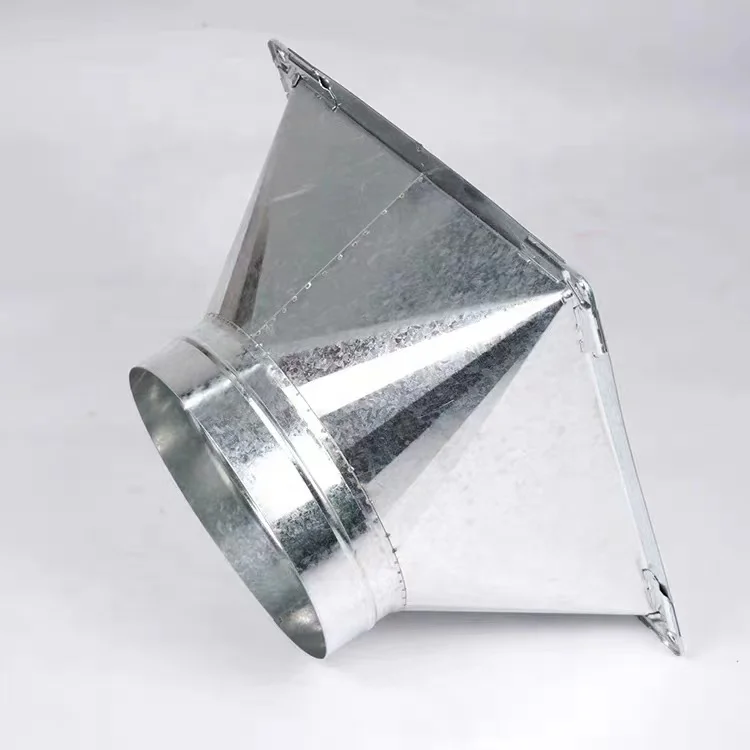 Square to round pipe fitting HVAC system galvanized steel duct fitting air duct