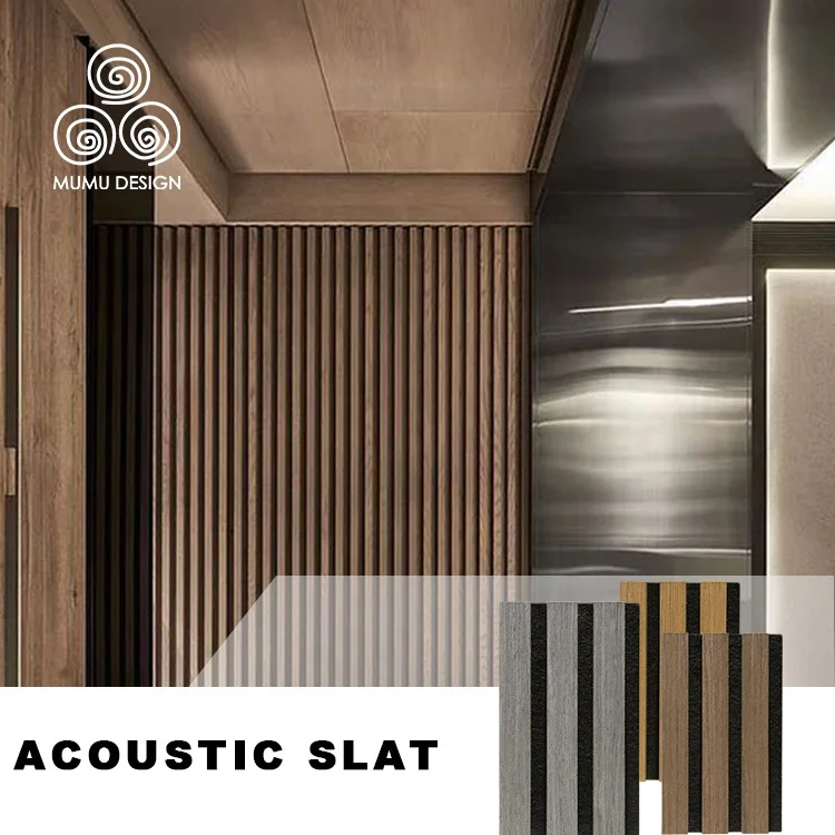 MUMU Oak Pine Timber Boards Decorative Soundproof Sound proof Wood Slat Acoustic Panel for Cinema or Hotel