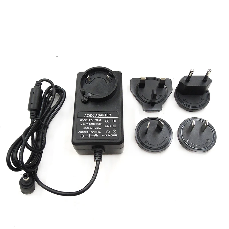 AC DC 12V 5A  power adapter 60w  Universal Adapters Travel Wall Charger