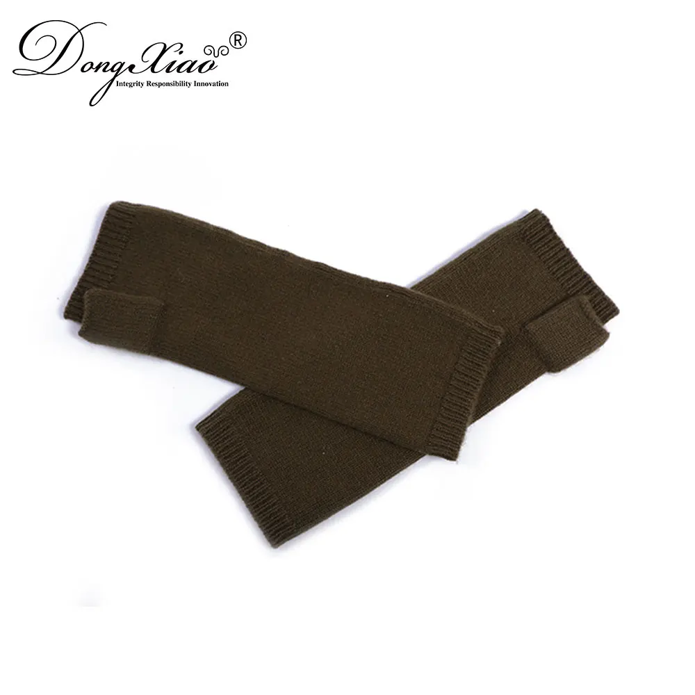Wholesale Ladies Half Finger Pure Cashmere Gloves Mittens Long Knitted Style for Outdoor Use