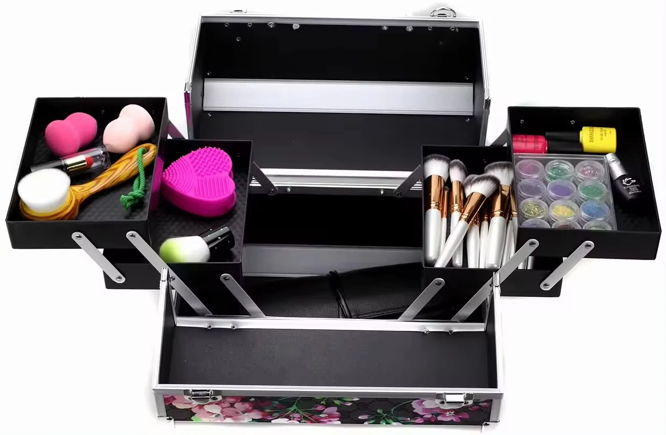 Professional Beauty Aluminum Vanity Case Makeup Nail Polish Cosmetic Box Beauty Storage Case