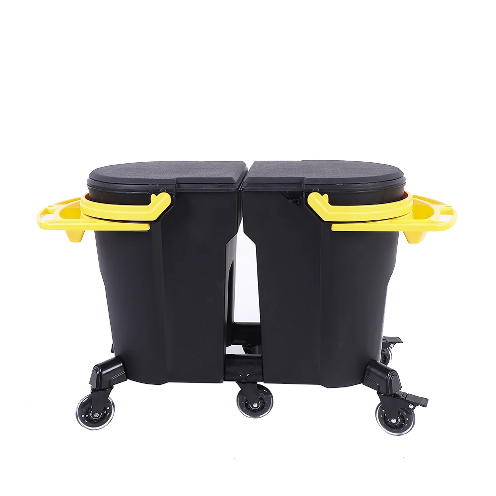 Heavy Duty Plastic Rolling Car Wash Bucket Mobile Auto Care Detailing Bucket For Cleaning