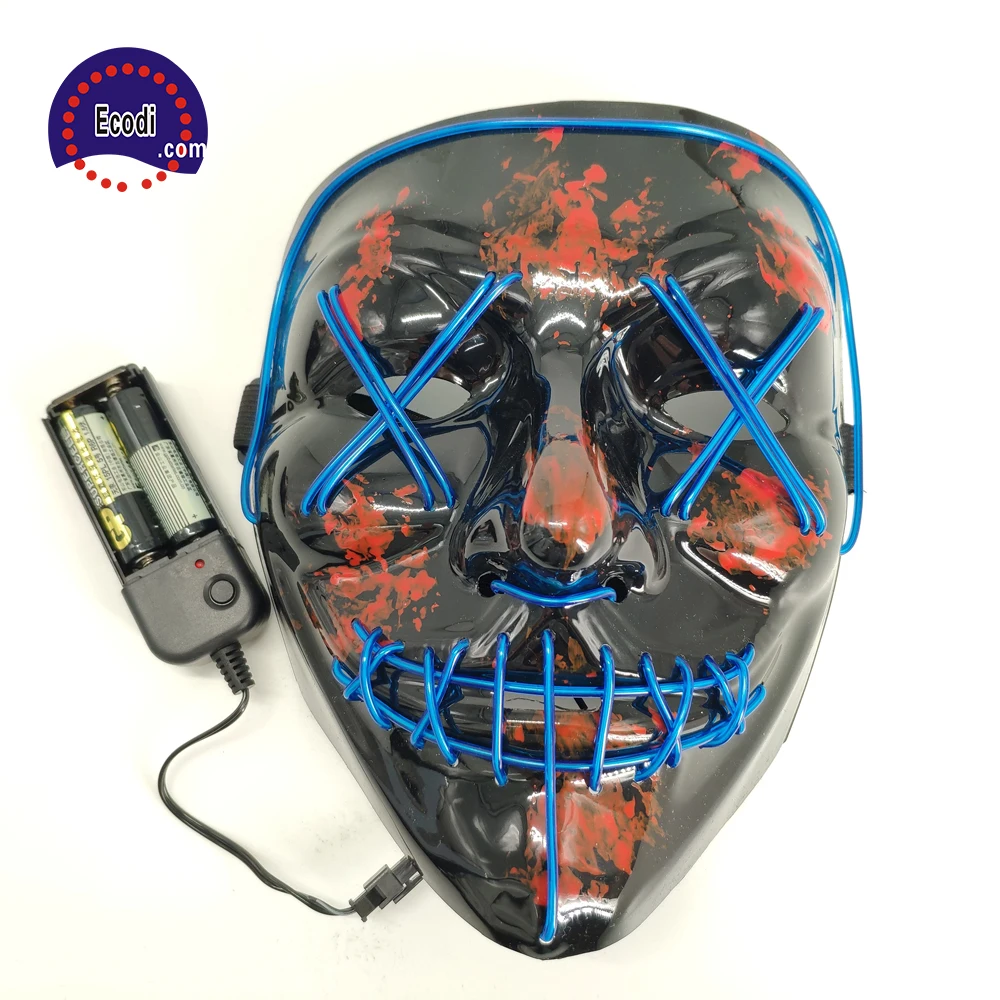 Hot ODM party customized shape neon panel wire LED glowing mask rave scary cosplay cold light up EL mask