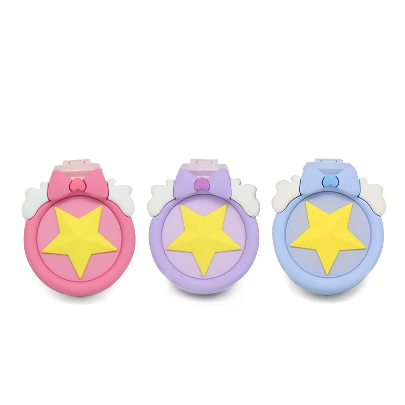 Compact 2-in-1 Mirror Comb Scalp Massage Detangling Comb Cute Design Foldable Hair Brush Plastic Portable Pocket Travel Home Use