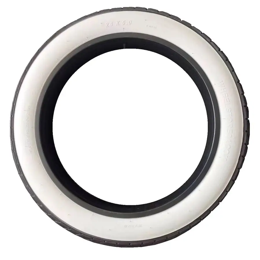 24X5.0 Road Fat E Bike Tire / Aluminum Frame Bike Tire / MTB Black Color White Wall Bicycle Fat Tire