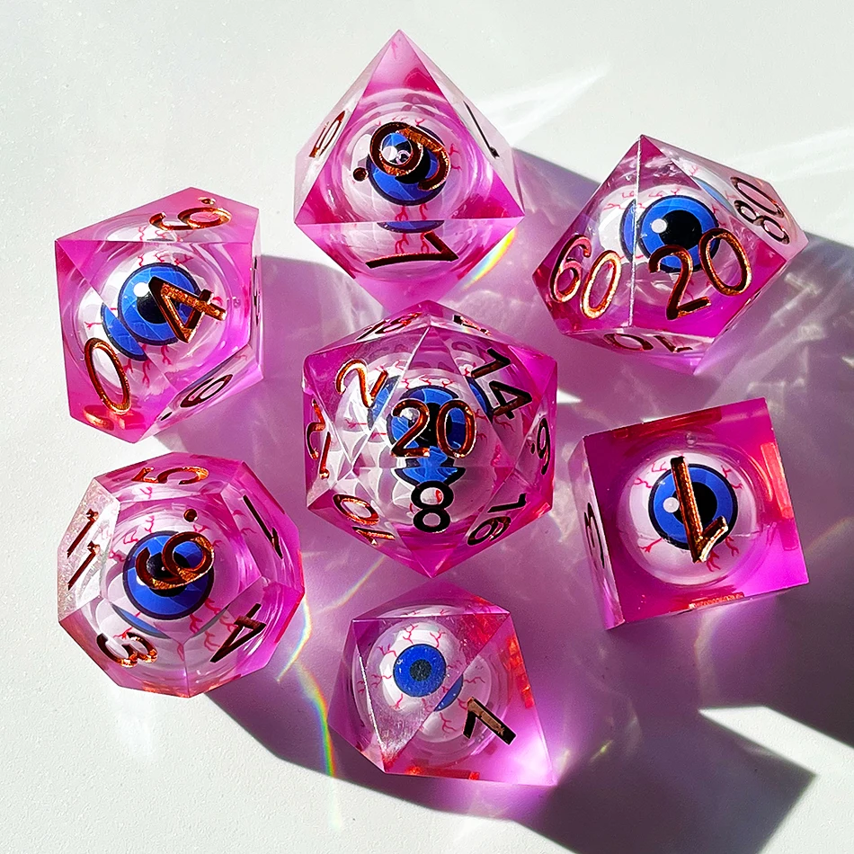 New Arrivals!sharp edge eye Liquid core dice set , Dnd game dice set liquid core for dnd gifts