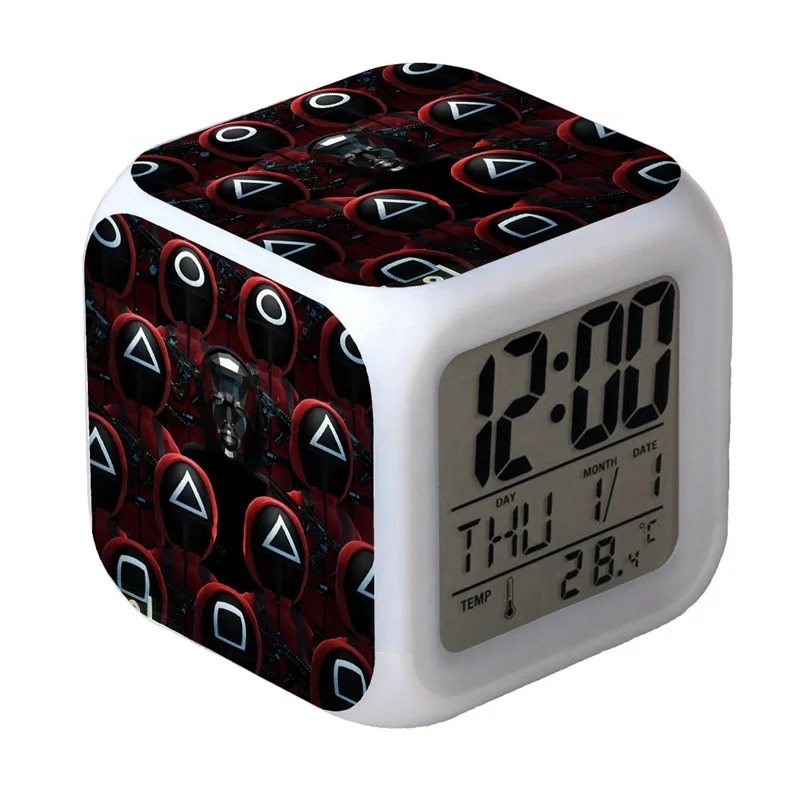 Squid Game Alarm Clock LED Colorful Change Color Night Light For Children Gift