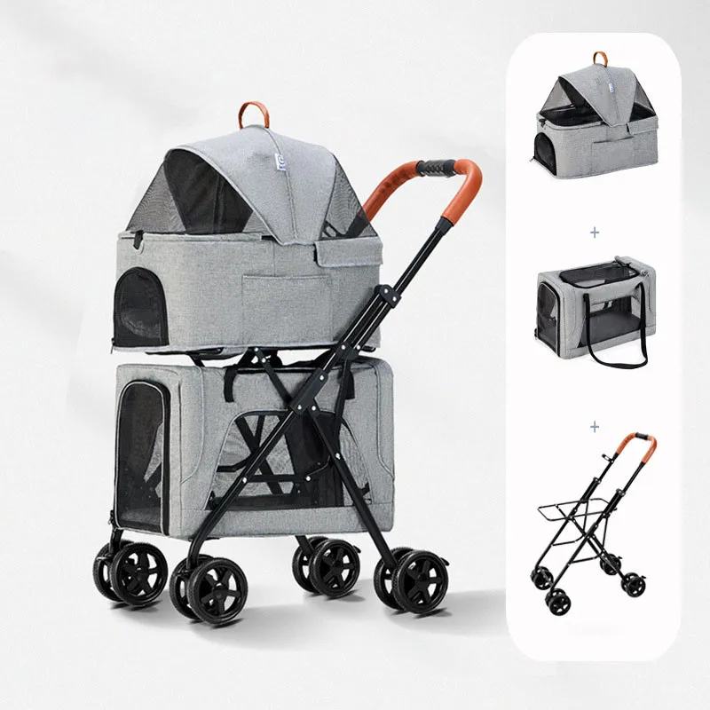 Luxury pet stroller travel 4 wheel dog strollers outdoor double dogs pet stroller trolley for dogs