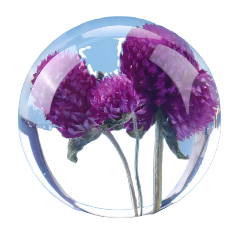 Business gift flower resin ball real rose ball acrylic paper weight