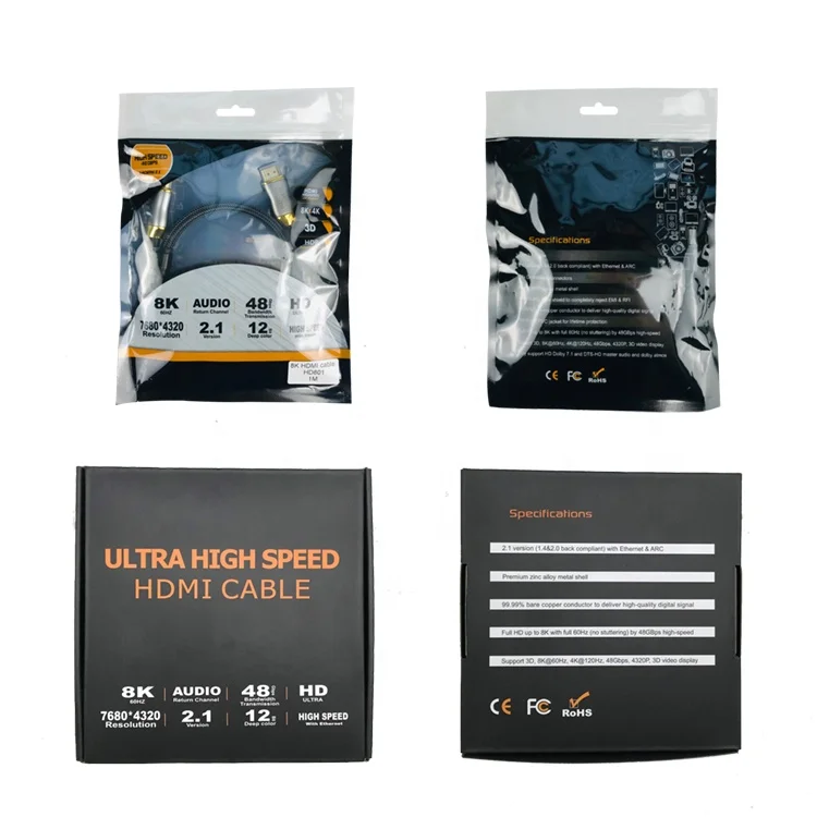  Позолоченный HDMI высокоскоростной 3D 8K 4K 60 Гц Hdtv кабель «Папа-папа» 1 м 5 2 3 10 Ultra Hd