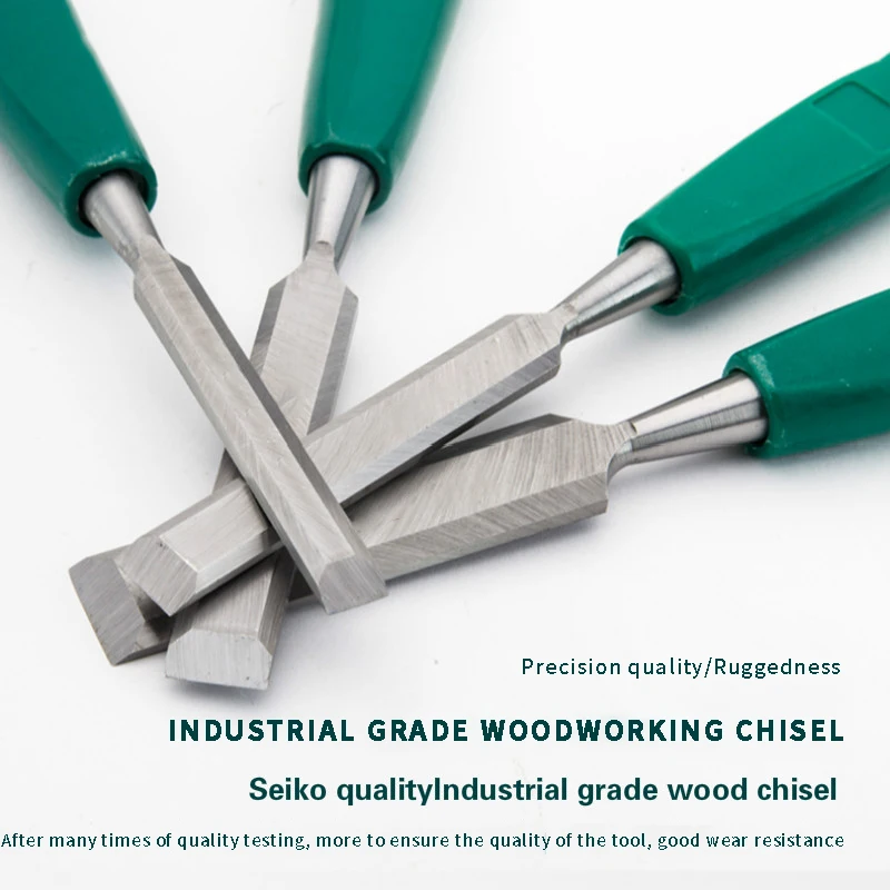 Best price different sizes Flat chisel with comfortable grip Green plastic handle carving tool
