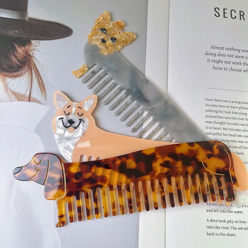 Anti-static High Quality Acetate Hair Comb Cute Animal Waterproof Acetate Comb For girls