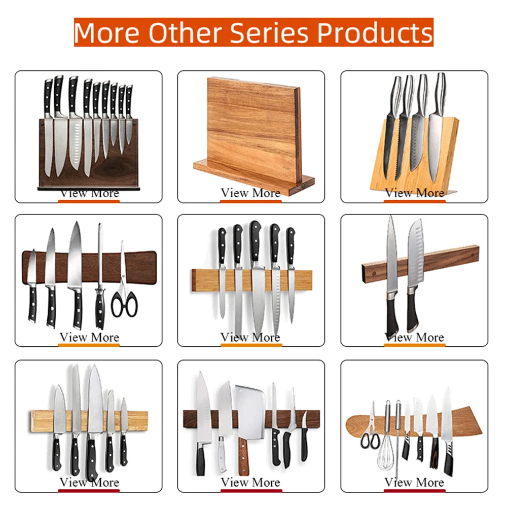 Блок кухонных инструментов, деревянный магнитный держатель для ножей из бамбука