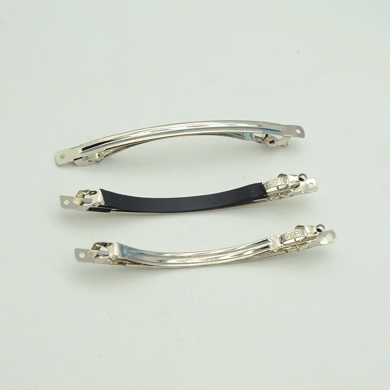 10cm Slim Plain Metal French Barrettes With Black Tube  Clip France Curl Edge Automatic Clips Hairpins for DIY Hair Accessories