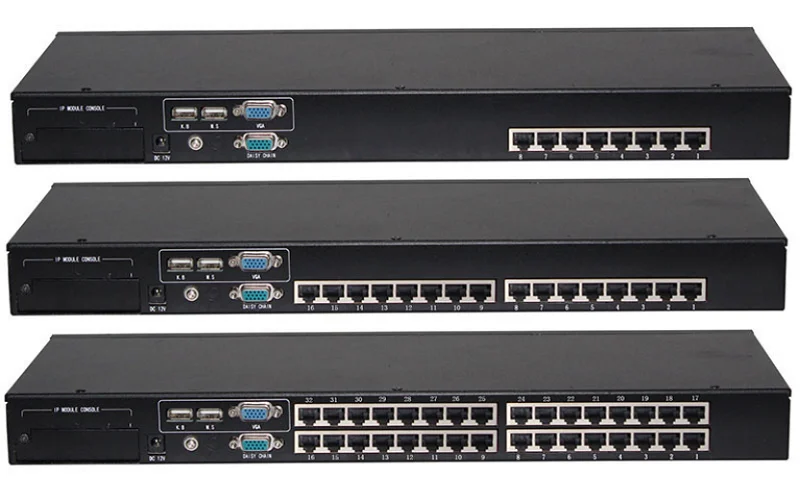 8ports/16ports DB-15 Combo IP KVM switch support USB + VGA local console, Hotkey OSD IP KVM drawer