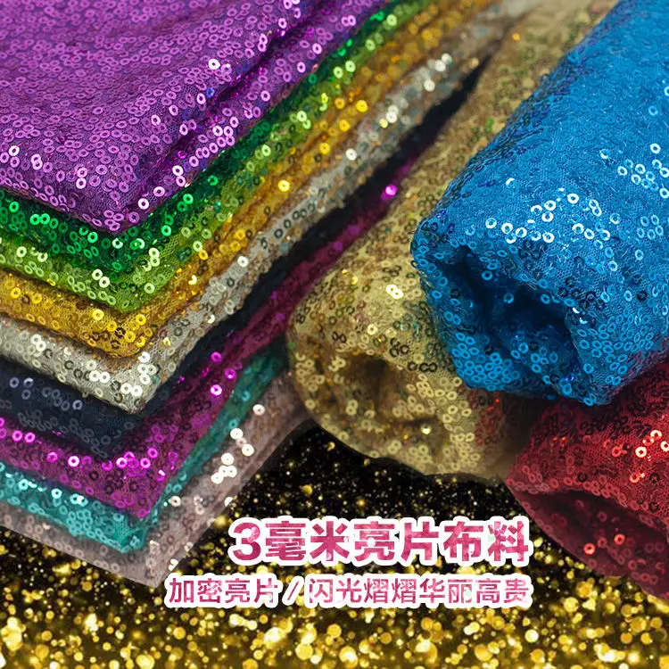 3MM sequin fabric mesh random piece handmade wedding decoration stage performance dress table cloth table flag fabric