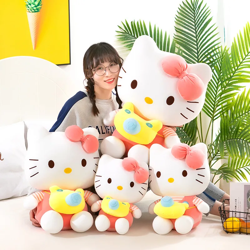 Оптовая продажа 35-60 см желтая камера Hello Kitties мягкие игрушки Sanrios плюшевые для девочек