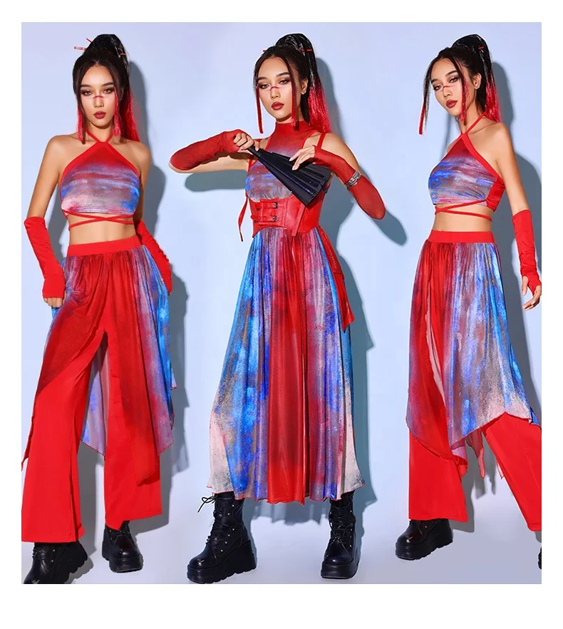 new design sexy women red gogo dancer costumes cheerleading uniforms dancer actor costume