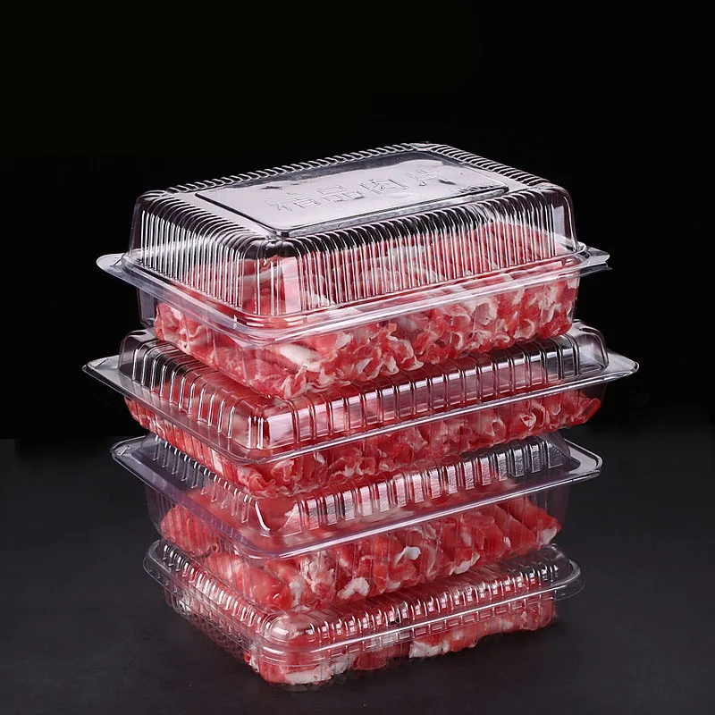 Fresh Food Raw Meat Packing Blister Clamshell To Go Packaging Plastic Box Meat Shop Display Retail Tray Clear Container Boxes