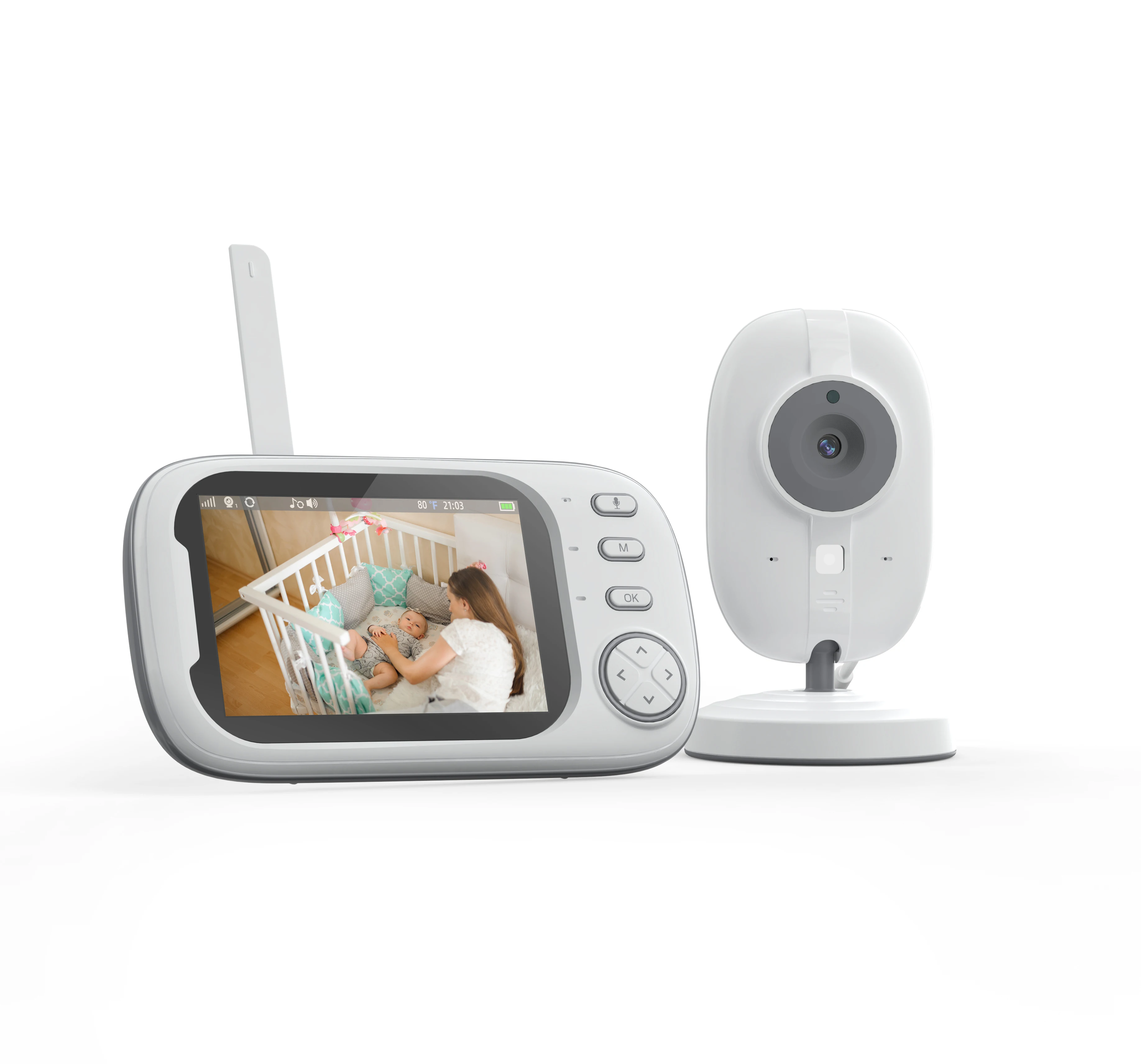 Factory Direct Sales Smart Temperature Monitoring 1080p Video Loop Recording Nanny Babyphone 720p Baby Monitor with Camera