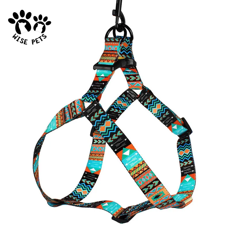 High Quality Pet Harnesses Collar Lead Set Custom Heat Transfer Printed Dog Cat Harness And Leash Set For Walking Training