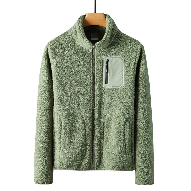 Men Winter Polar Fleece Sweatshirt Full Zipper Berber Fleece  Coat Oversized Outwear Jacket