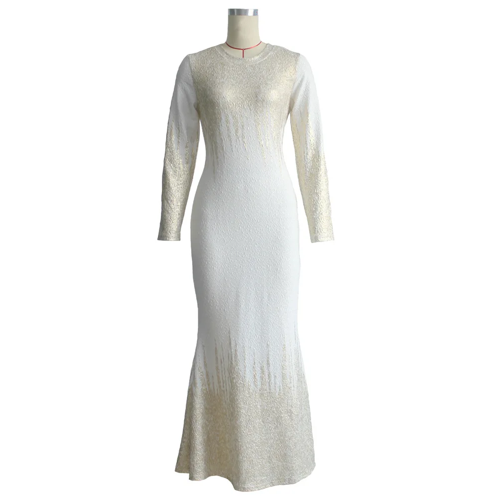 Bronzed Print Slim Long Sleeve fitness trendy clothing women dresses