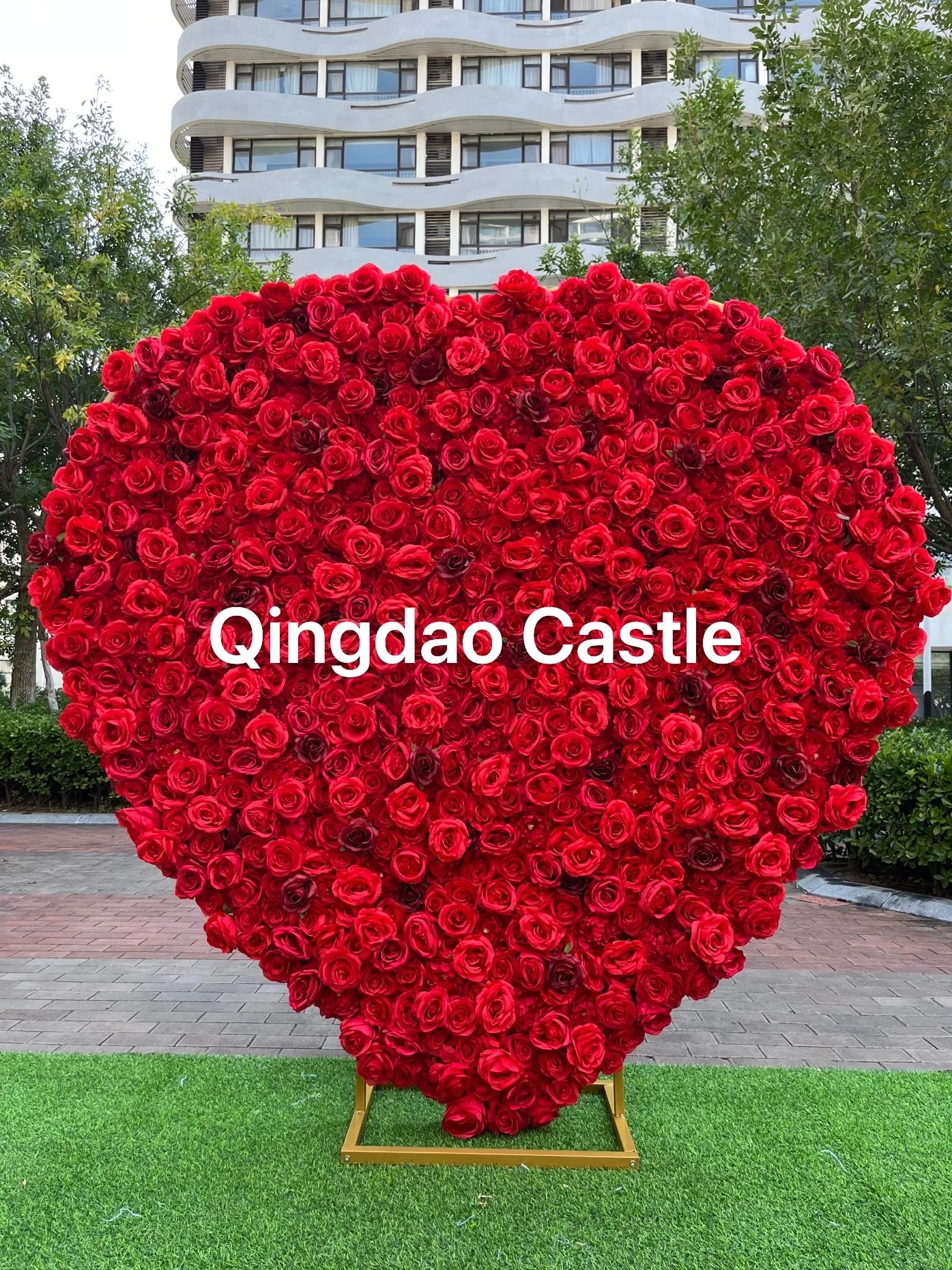 O-FW003 Custom 3D Cloth Flower wall Wedding Artificial Silk Rose Flower Wall Panel Backdrop Decorative Artificial Flower wall