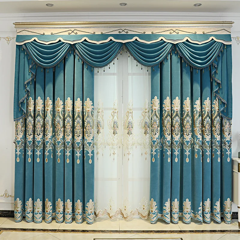 Velvet Classic Royal Quality Blackout Cortinas Window Embroidery Luxury Curtain Fabric For The Living Room