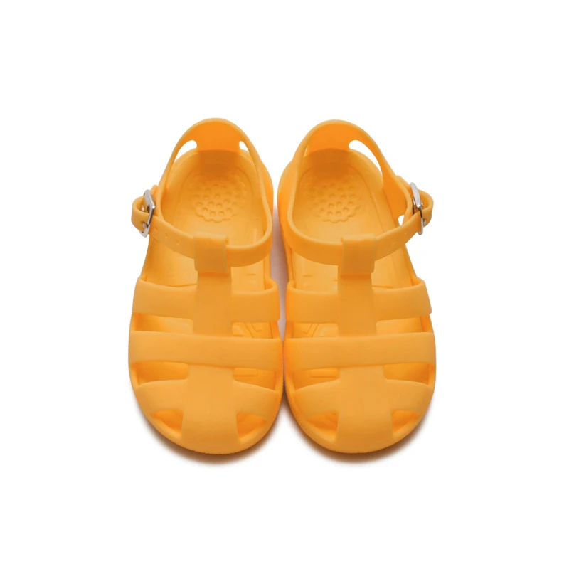 Babyhappy Wholesale Custom Logo Solid Color Beach Children Anti-slip Soft PVC Kids Slippers Jelly Sandals