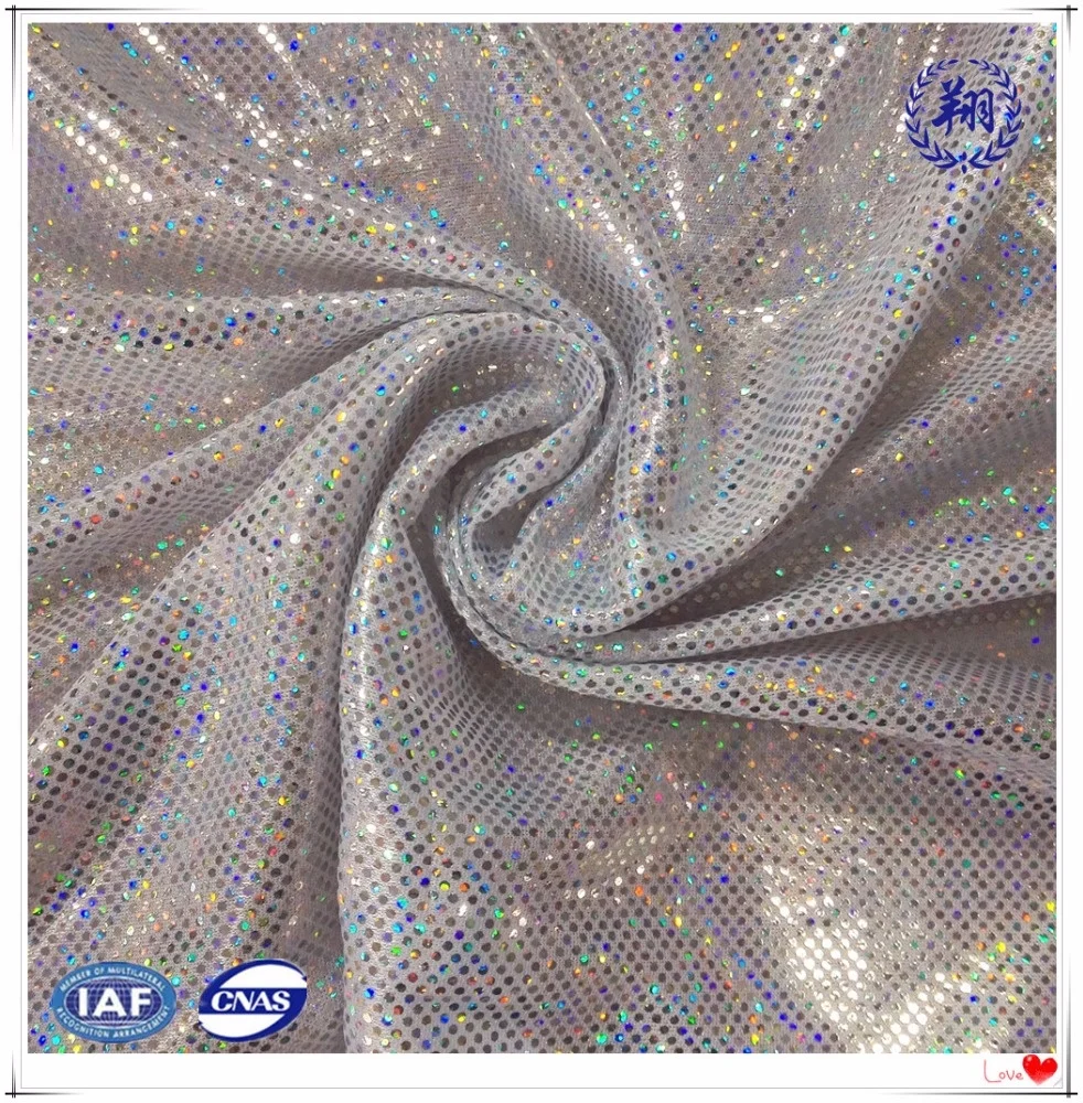 Colorful Polyester Spandex Shiny Foil Print Fabric For Dancewear