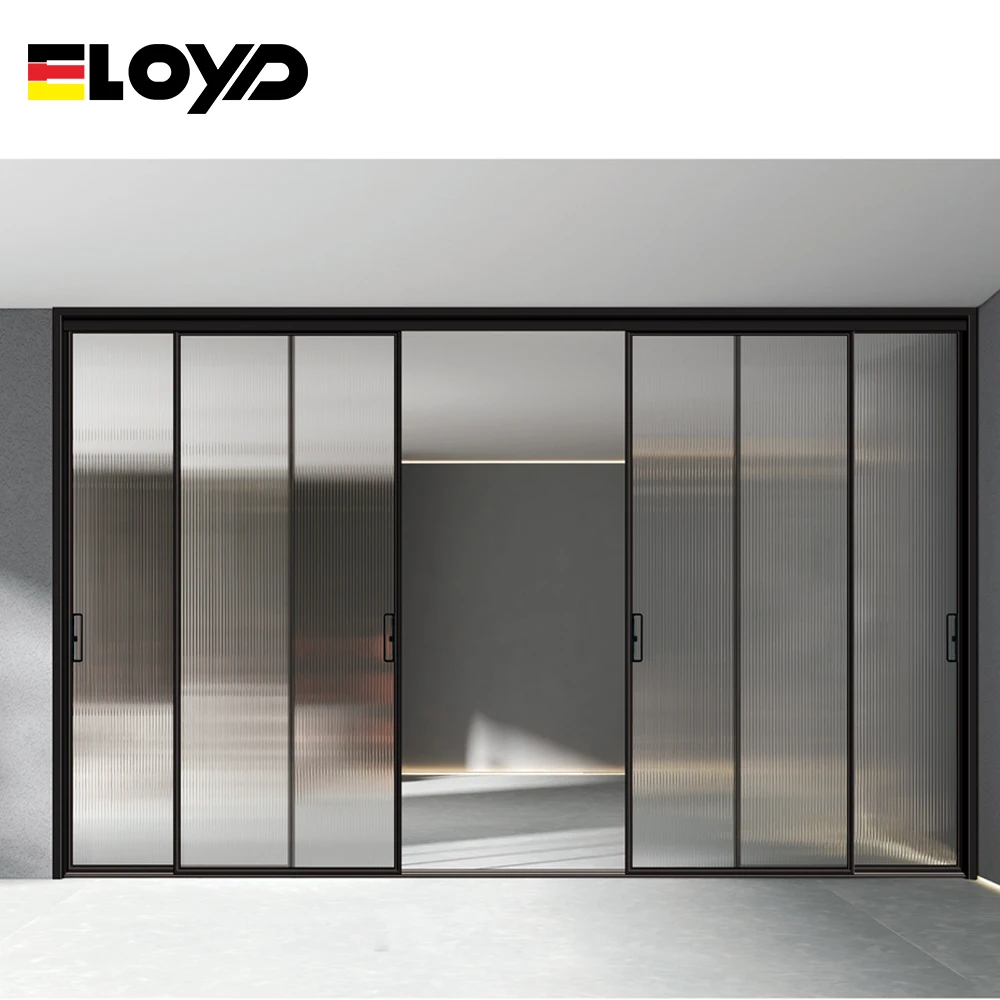 Eloyd exterior slide and swing doors aluminum slim narrow frame trackles sliding glass door for living room