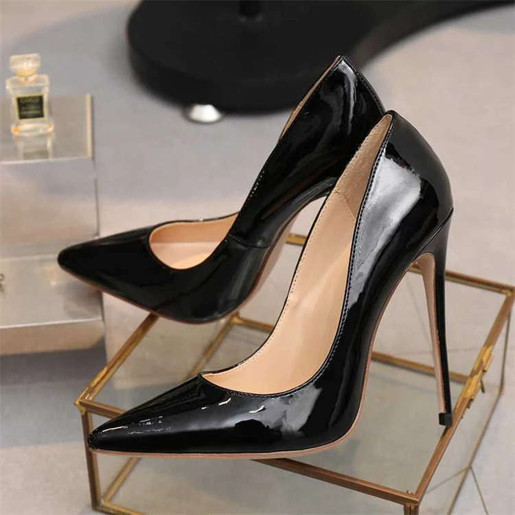 High Quality Patent Leather Office Lady Spike Heels Shoes Classic Women Heels Sandals