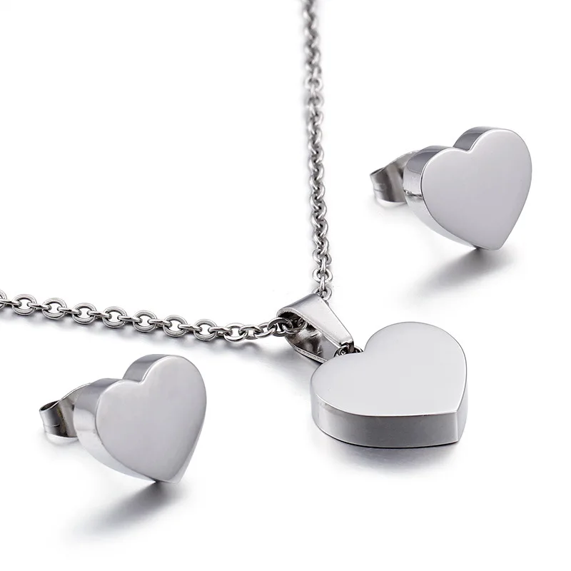  Love couple simple design fashionable hot sale stainless steel sets gold jewelry 18k