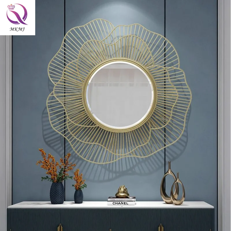 Modern Simple Wall Gold Iron Decoration Hanging Fashion Creative Interior Decoration Circular Wall Mirror