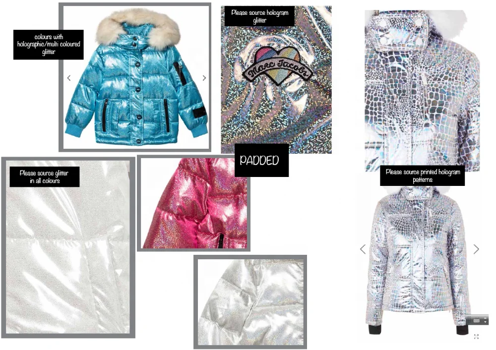 2023 Fashion Hot Foil Coated 100% Polyester Glitter Printed Foil Fabric for Winter Jacket
